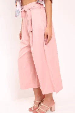 Rebellious Fashion Pink Paper Bag Waist Culottes - Eris