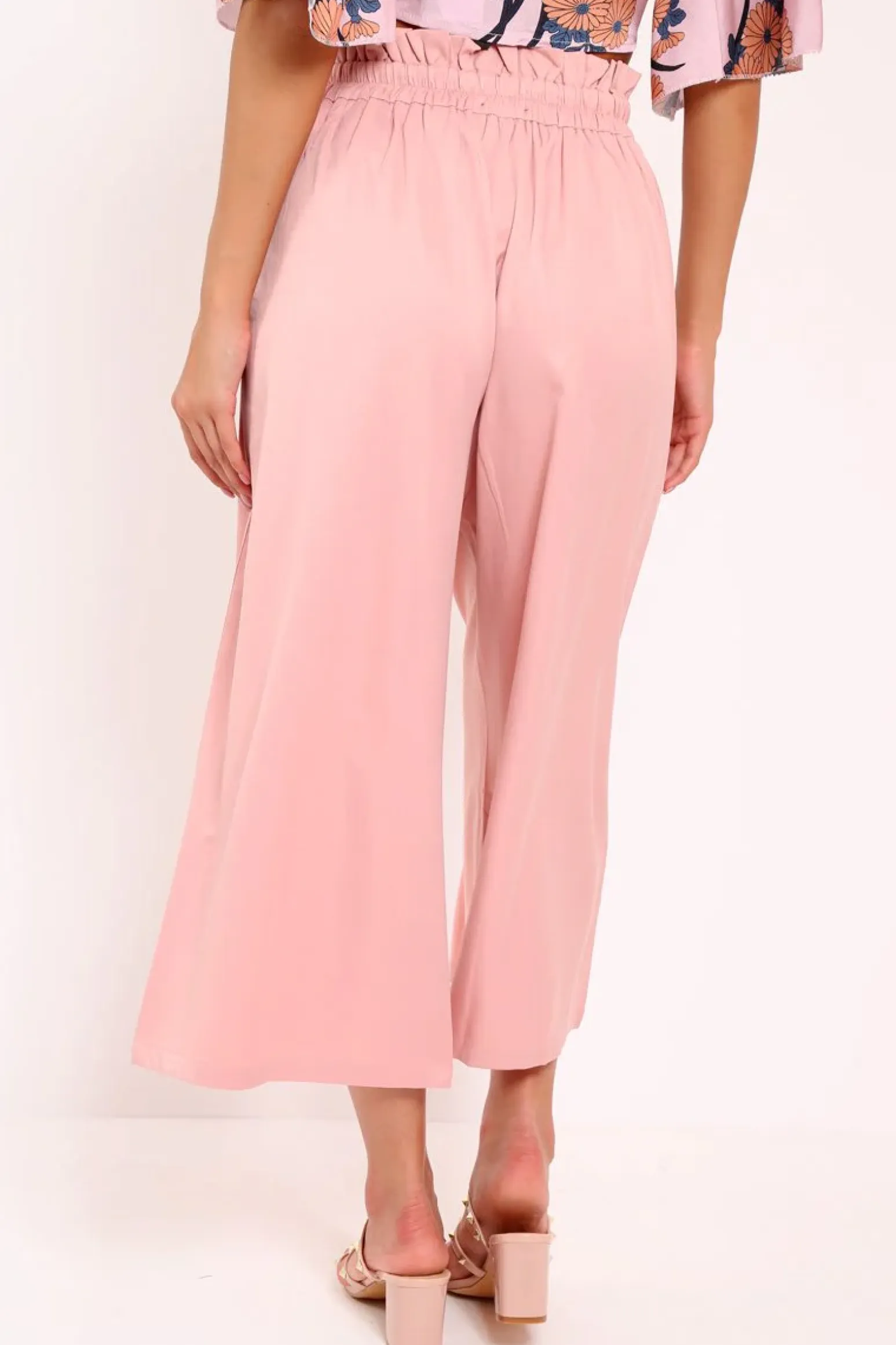 Rebellious Fashion Pink Paper Bag Waist Culottes - Eris
