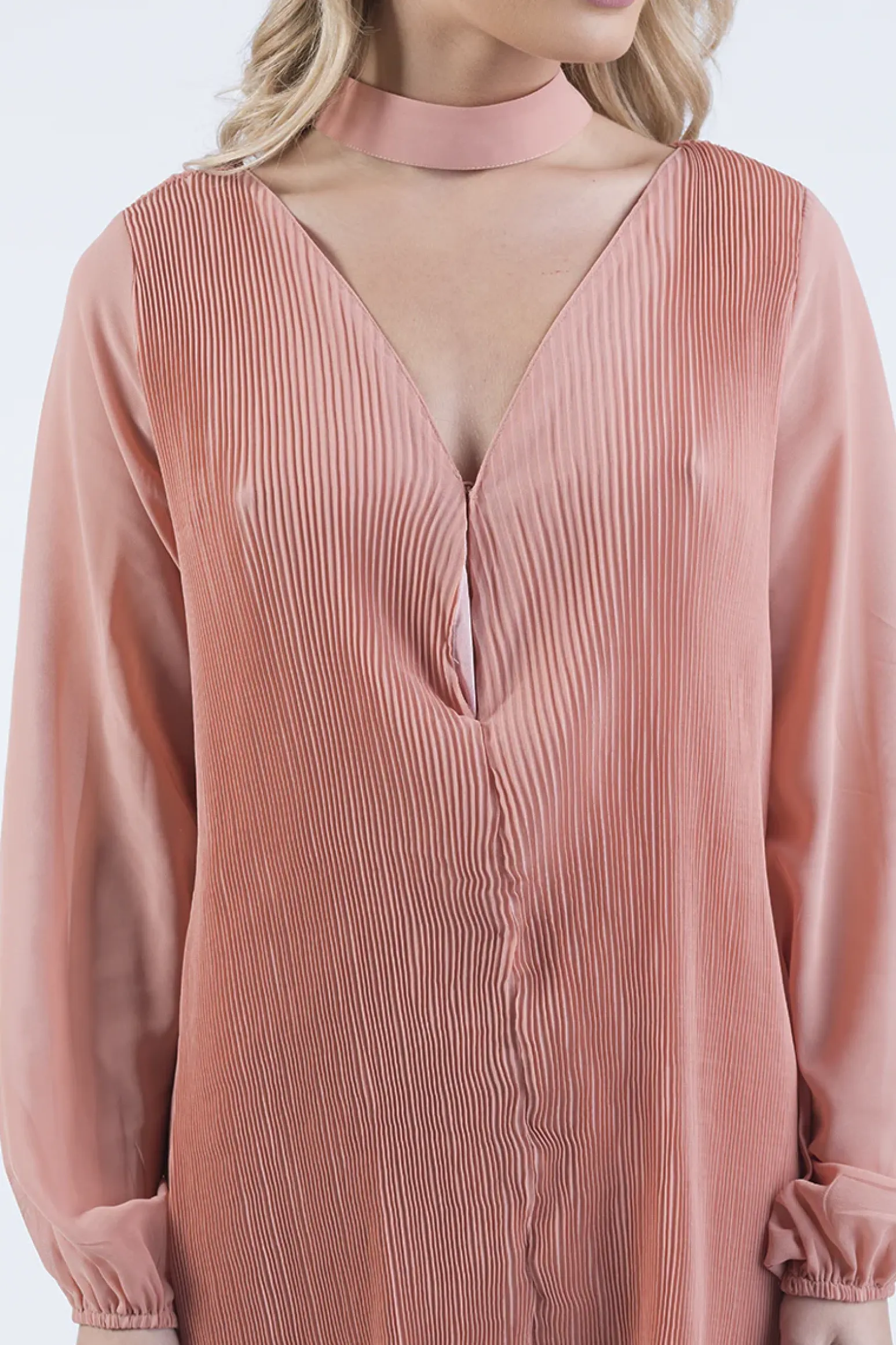 Rebellious Fashion Pink Pleated Choker Playsuit - Mya