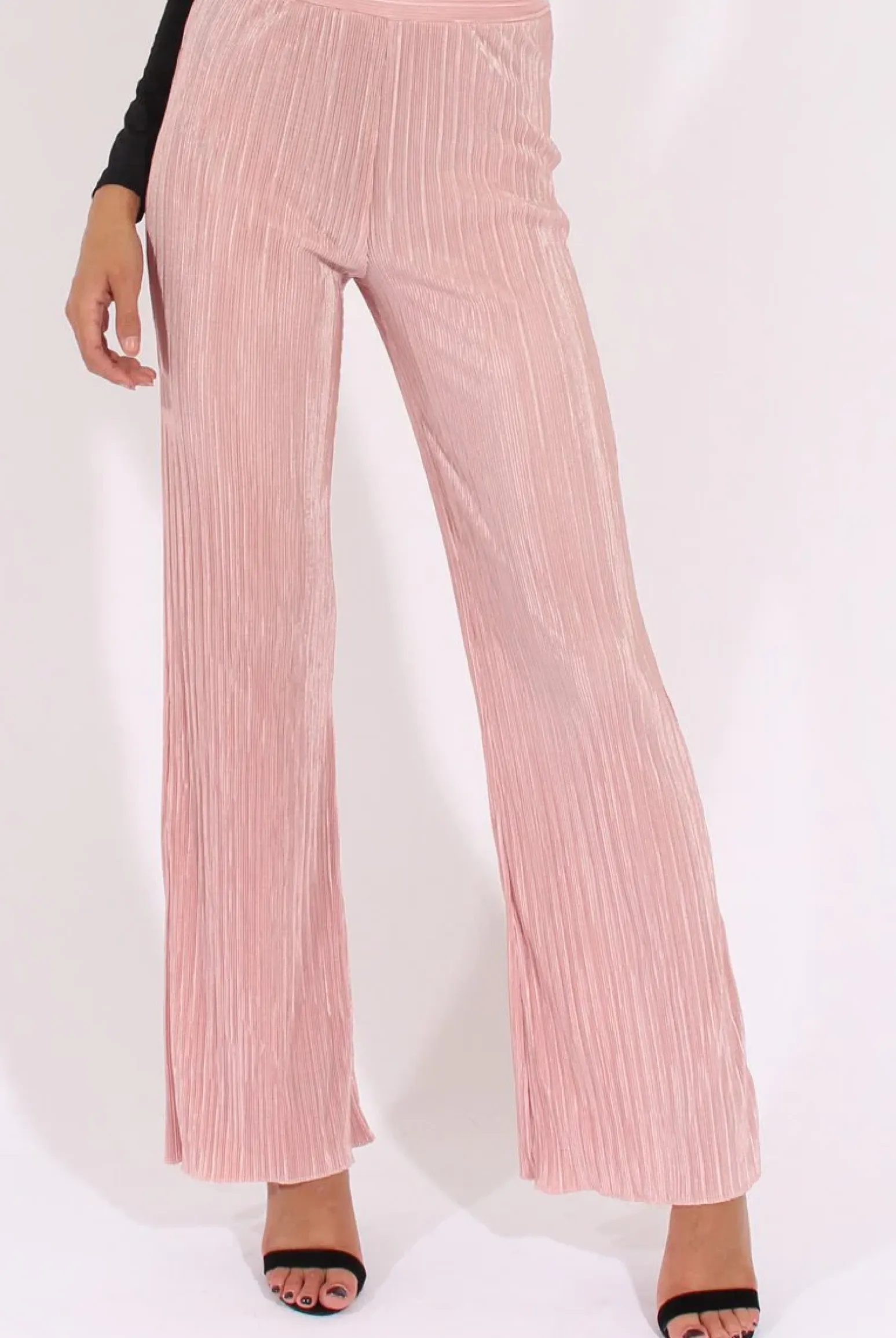 Rebellious Fashion Pink Pleated Long High Waisted Trousers - Jojo