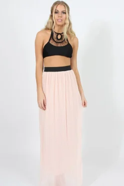 Rebellious Fashion Pink Pleated Maxi Skirt - Shanice