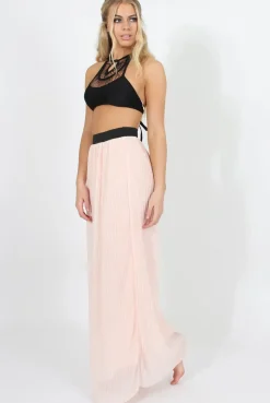 Rebellious Fashion Pink Pleated Maxi Skirt - Shanice
