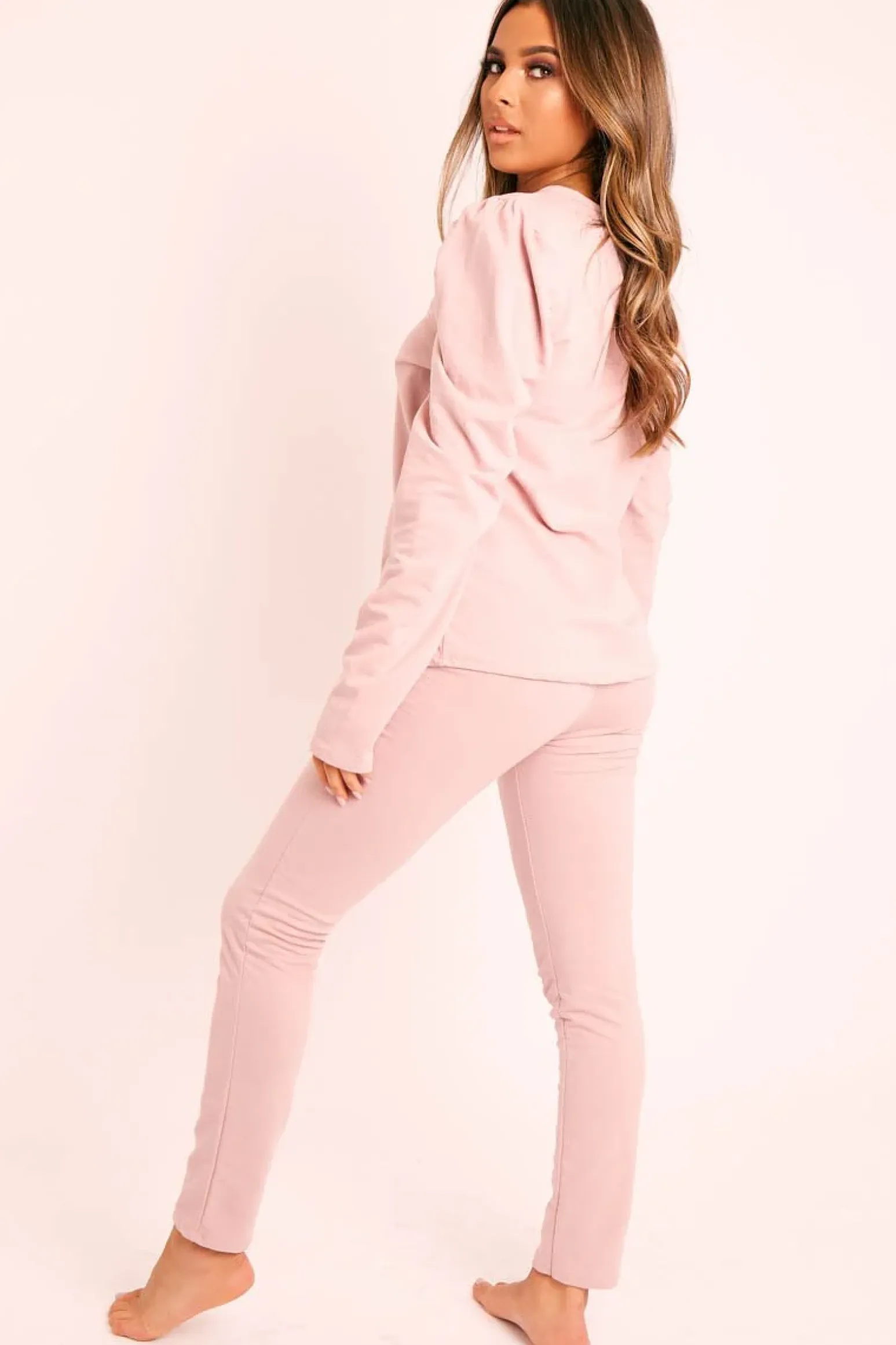 Rebellious Fashion Pink Puff Sleeve T-shirt Co-ord - Paula