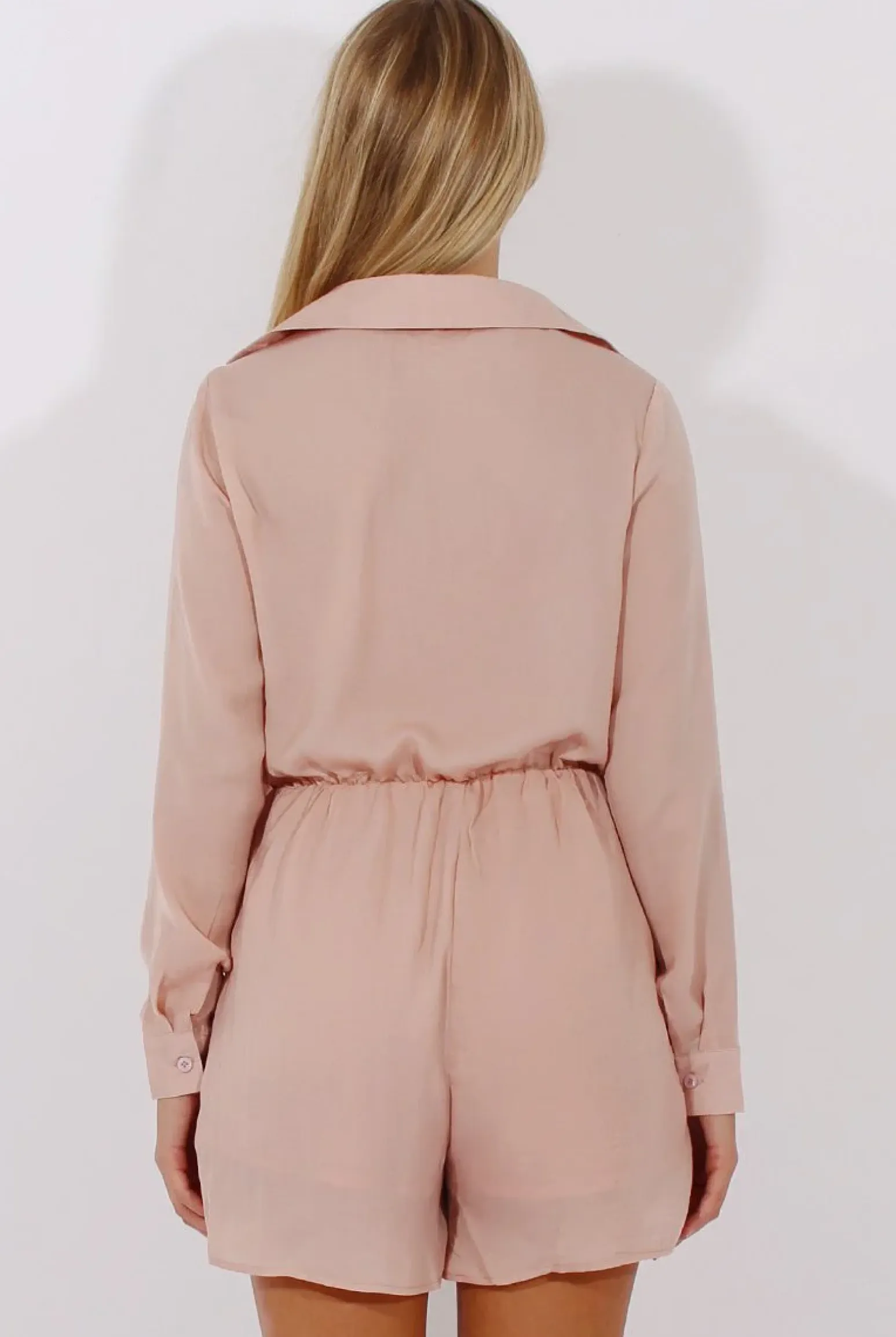 Rebellious Fashion Pink Satin Plunge Knot Playsuit - Candy
