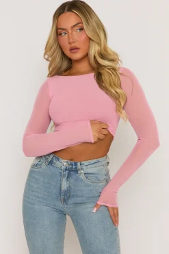 Rebellious Fashion Pink Semi Sheer Mesh Top - Rosaleen