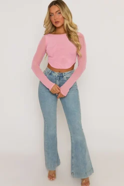 Rebellious Fashion Pink Semi Sheer Mesh Top - Rosaleen