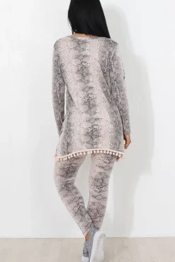 Rebellious Fashion Pink Snakeskin Loungewear Set-Claudia