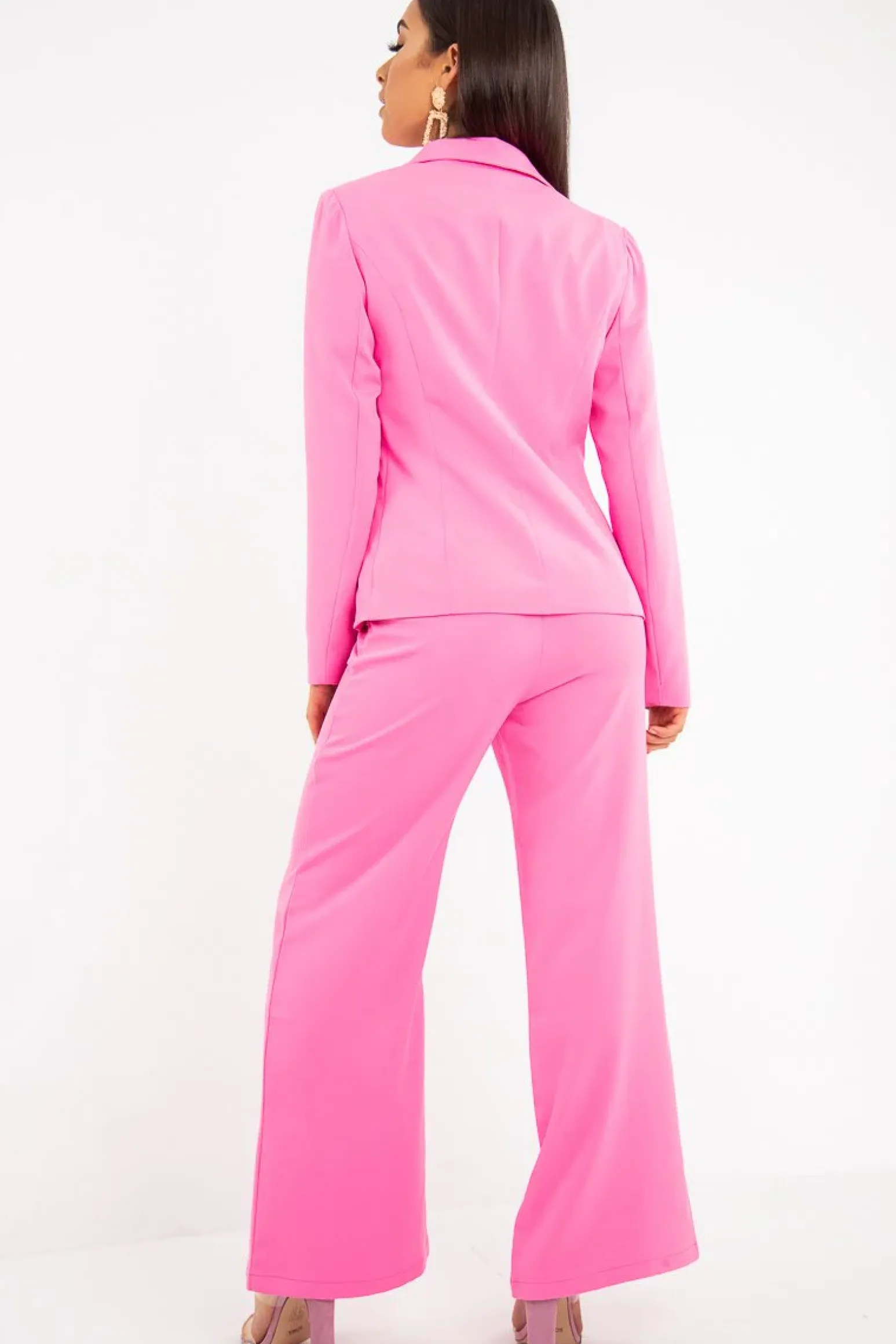Rebellious Fashion Pink Tie Front Blazer Wide Leg Trouser Co-Ord - Saphira