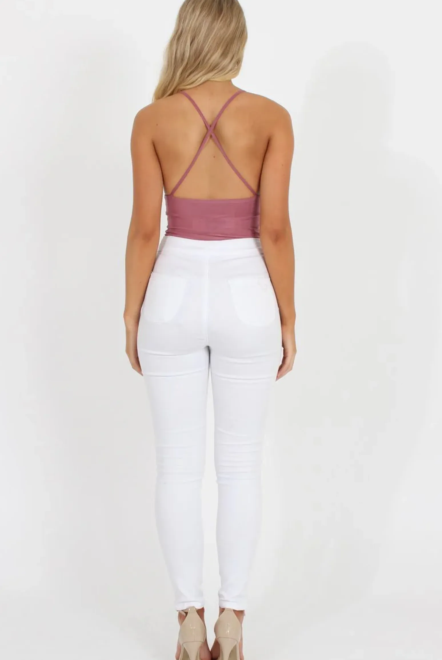 Rebellious Fashion Pink V Front Bodysuit - Jill