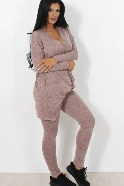Rebellious Fashion Pink V Neck Loungewear Set-Kimi