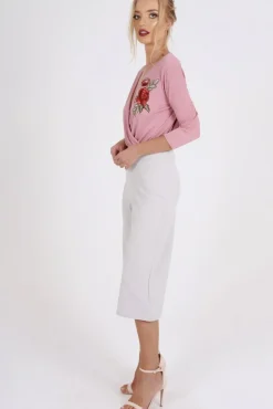 Rebellious Fashion Pink Wrap Around Embroidered Bodysuit - Roisin