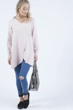 Rebellious Fashion Pink Wrap Around Oversized Hoodie - Yasmin