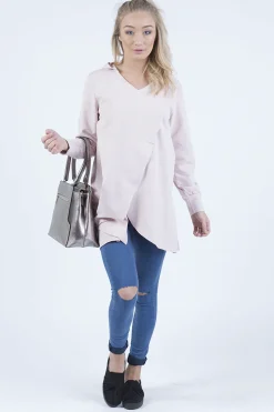 Rebellious Fashion Pink Wrap Around Oversized Hoodie - Yasmin
