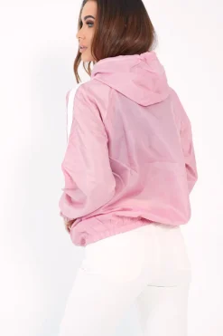 Rebellious Fashion Pink Zip Front Windbreaker Jacket - Terah