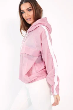 Rebellious Fashion Pink Zip Front Windbreaker Jacket - Terah