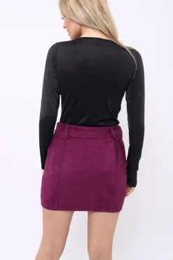Rebellious Fashion Plum Suedette Mini Skirt - Makinze