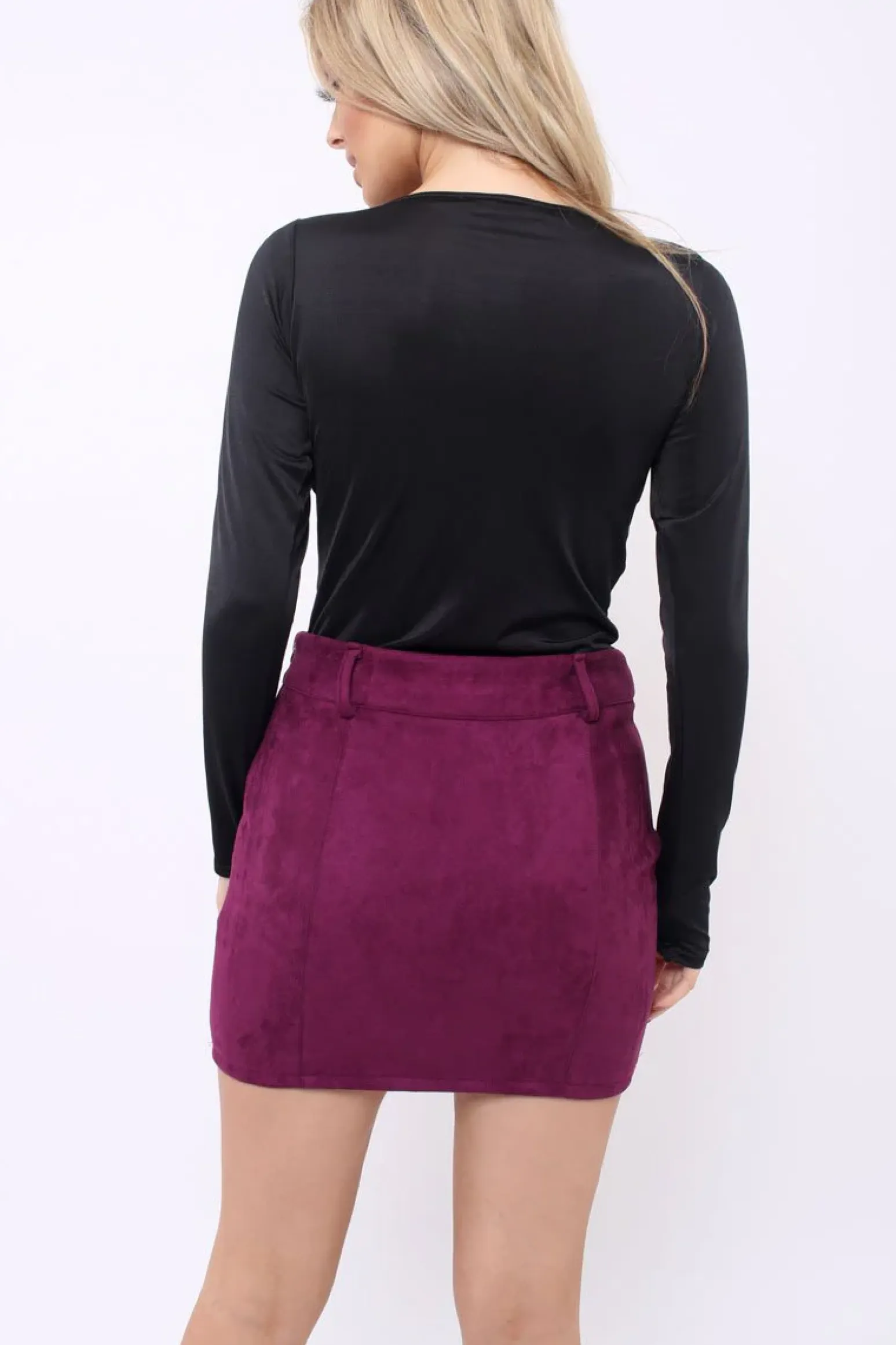 Rebellious Fashion Plum Suedette Mini Skirt - Makinze