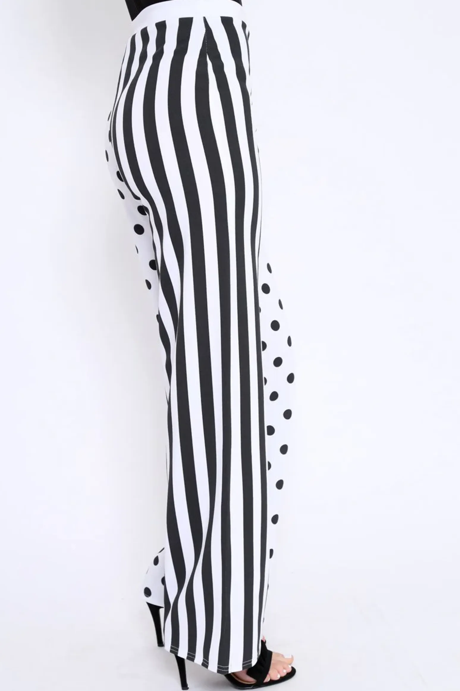 Rebellious Fashion Polka Dot and Stripe Mix Print Trousers - Odelia