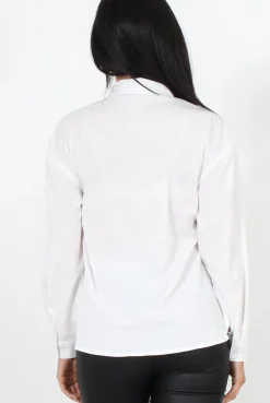 Rebellious Fashion Poppie White Long Sleeve Cropped Shirt