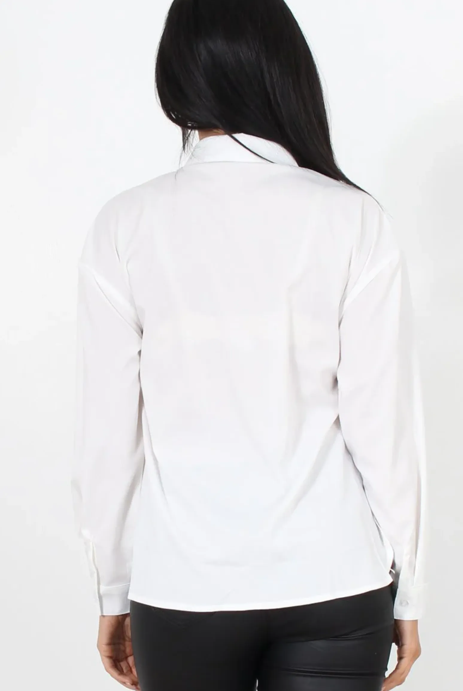 Rebellious Fashion Poppie White Long Sleeve Cropped Shirt