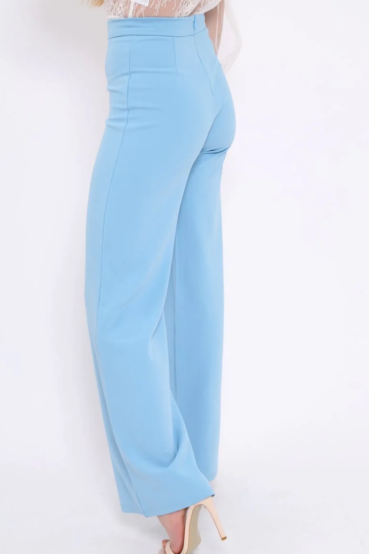 Rebellious Fashion Powder Blue High Waist Flare Trousers -Tisha