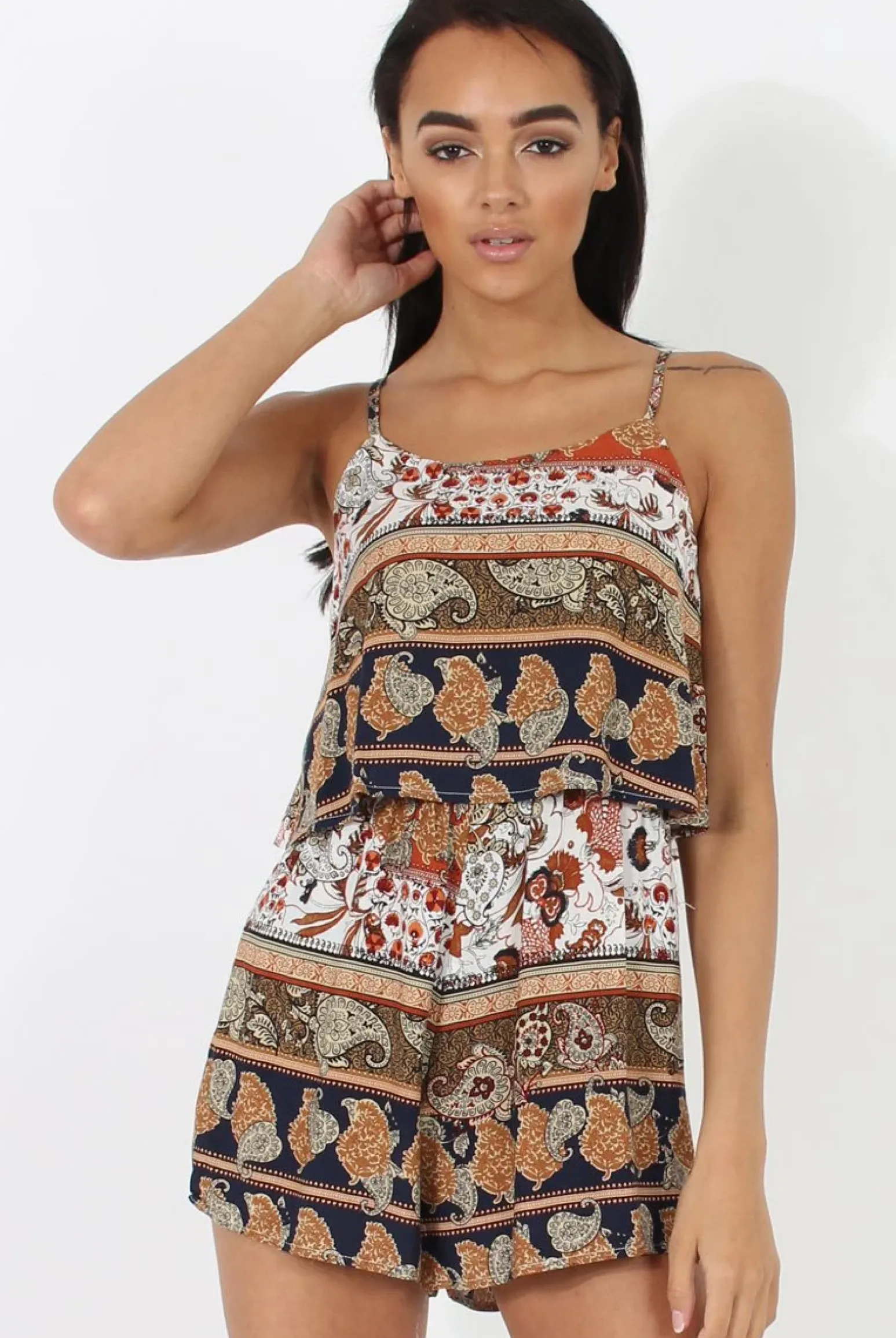 Rebellious Fashion Print Layered Playsuit - Darla