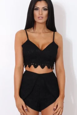Rebellious Fashion Rachel Black Crochet Shorts