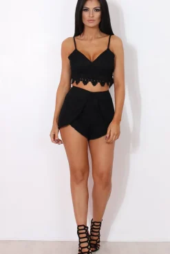 Rebellious Fashion Rachel Black Crochet Shorts