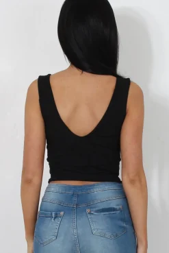 Rebellious Fashion Raina Black Cut Out Crop Top