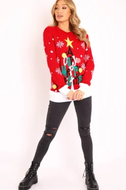 Rebellious Fashion Red A Very Merry Christmas Slogan Jumper - Lotta
