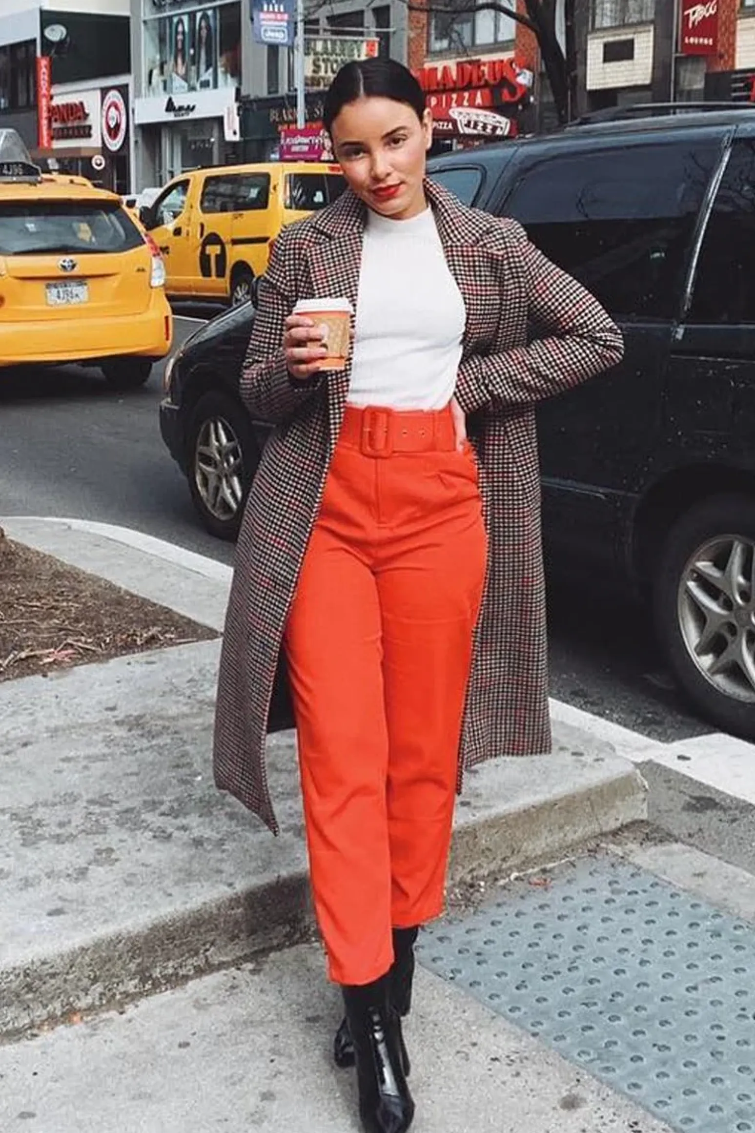 Rebellious Fashion Red Belted Tapered Peg Trousers - Jessika