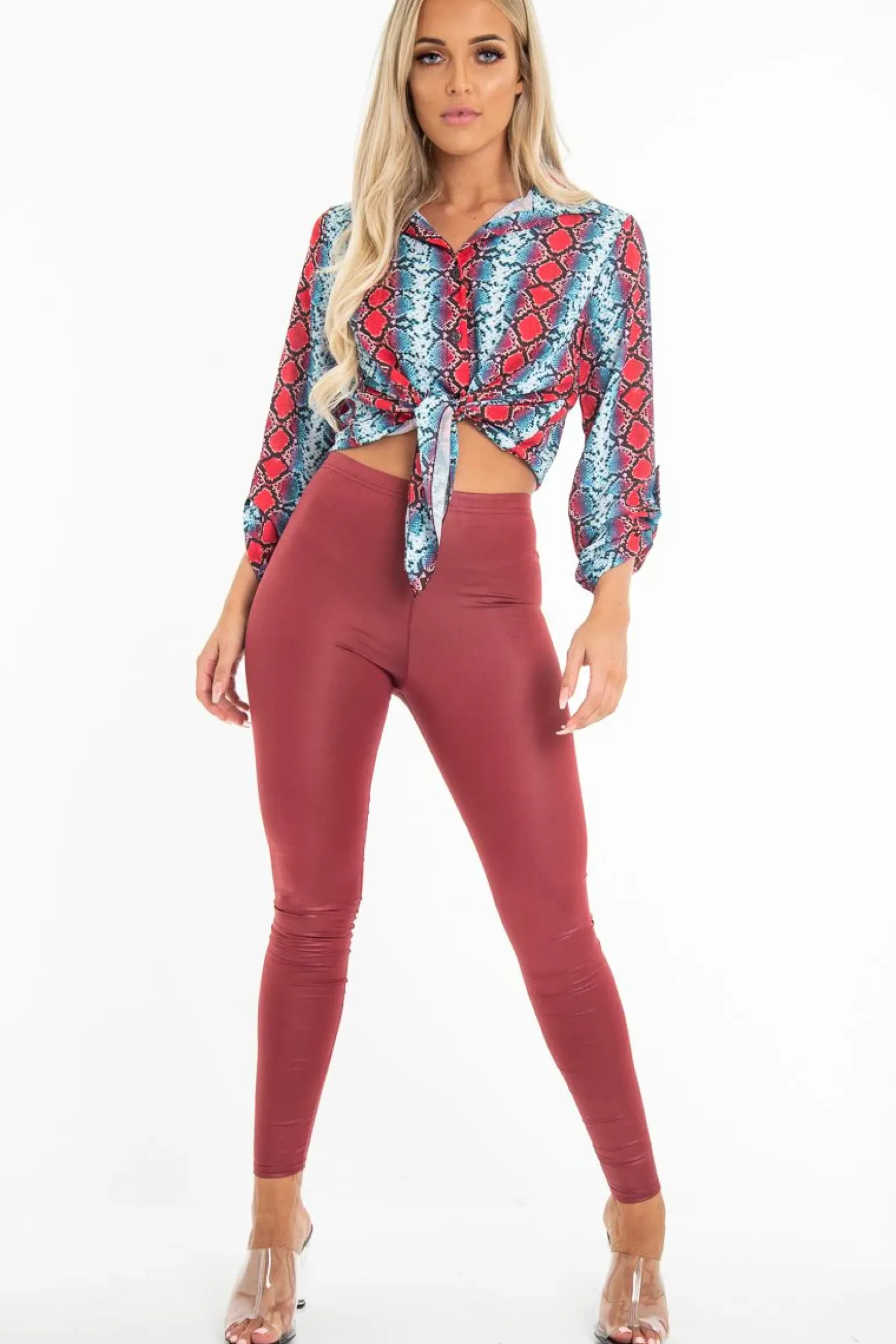 Rebellious Fashion Red Blue Snake Oversized Button Down Shirt - Sopha