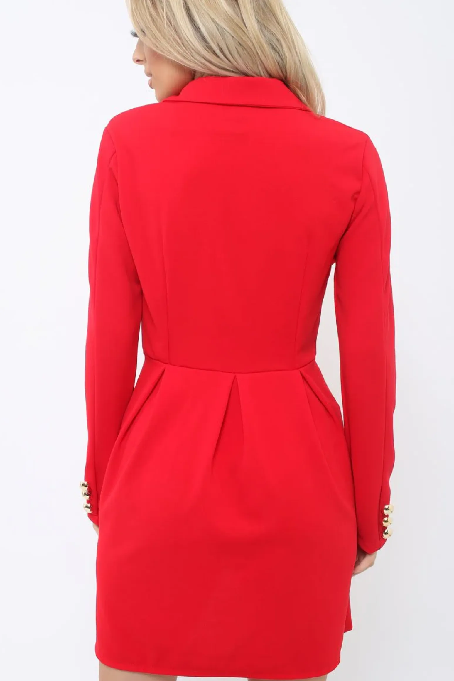 Rebellious Fashion Red Button Detail Blazer Dress - Kayleigh