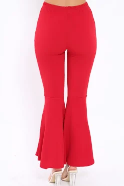 Rebellious Fashion Red Extreme Flare Trousers - Becki