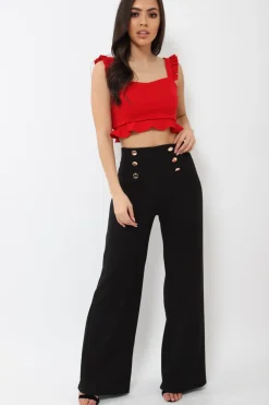 Rebellious Fashion Red Frill Crop Top - Reta