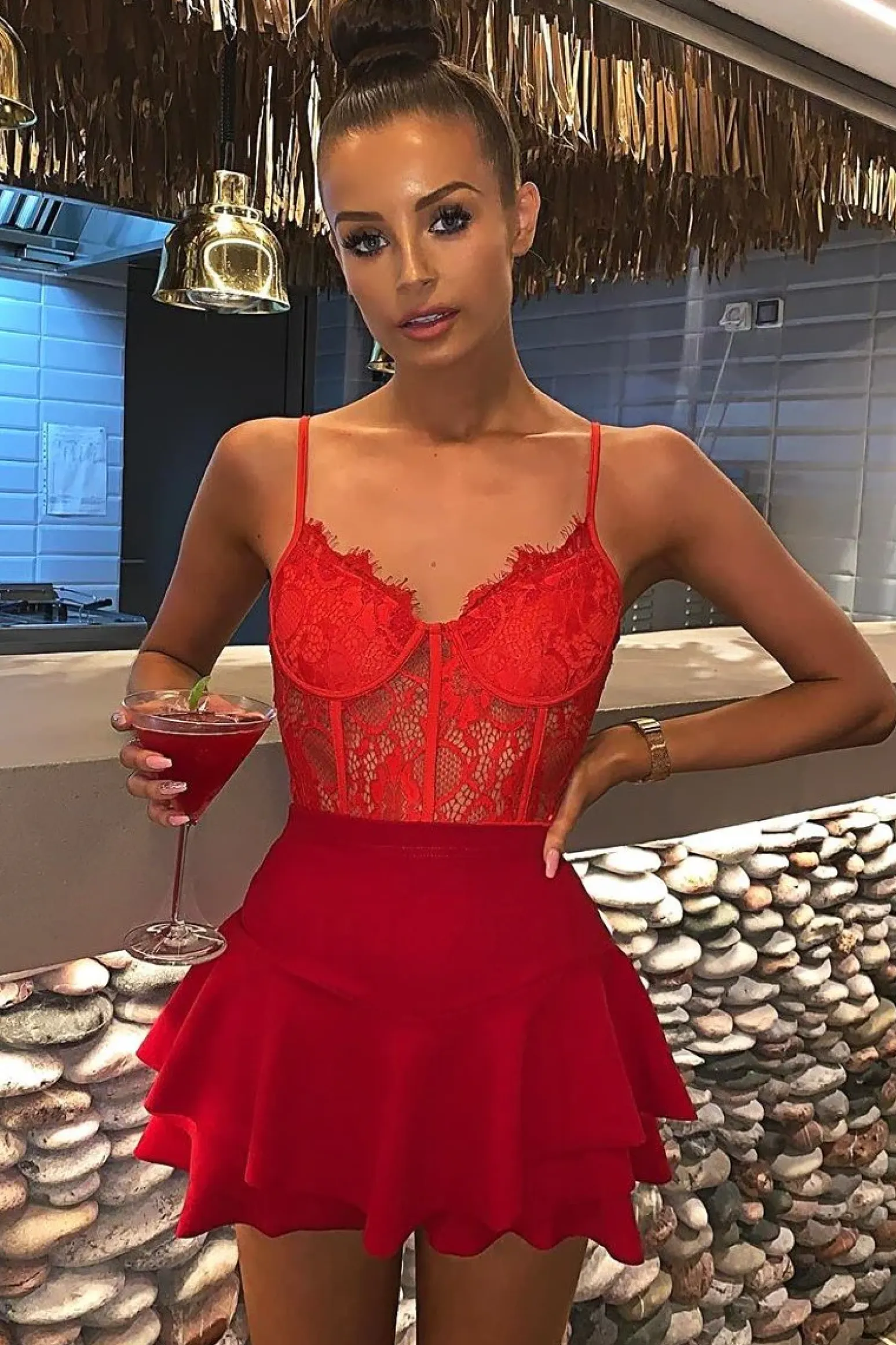 Rebellious Fashion Red Frill High Waisted Shorts - Claudelle