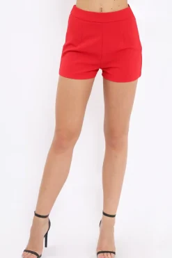Rebellious Fashion Red High Waisted Shorts - Alicina