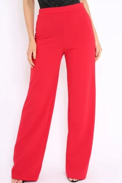 Rebellious Fashion Red High Waisted Wide Leg Trousers - Maise