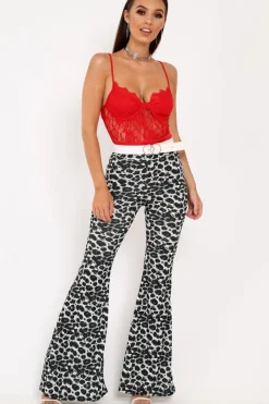 Rebellious Fashion Red Lace Flower Bodysuit - Faylen