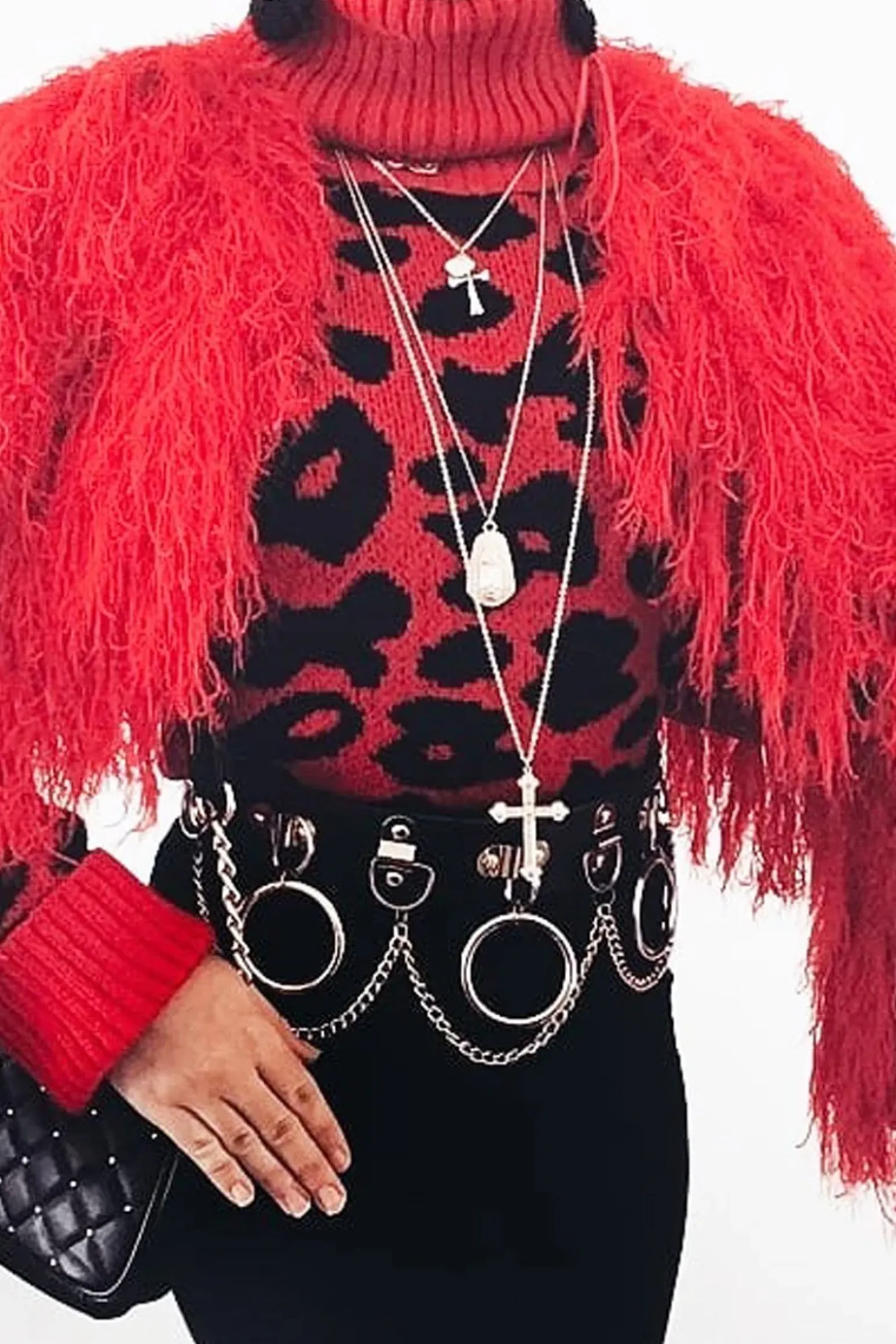 Rebellious Fashion Red Leopard Crop Roll Neck Jumper - Halley