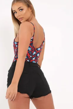 Rebellious Fashion Red Leopard print Bodysuit -Georgene