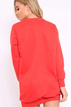 Rebellious Fashion Red Loved Sequin Diamond Jumper Dress - Mary