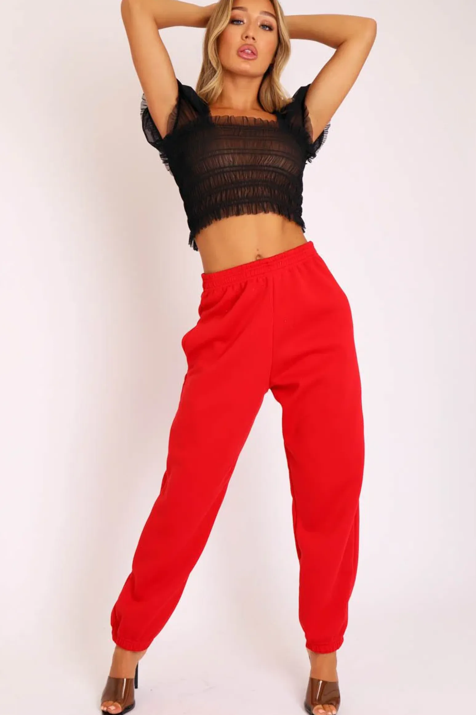 Rebellious Fashion Red Oversized Joggers - Erica