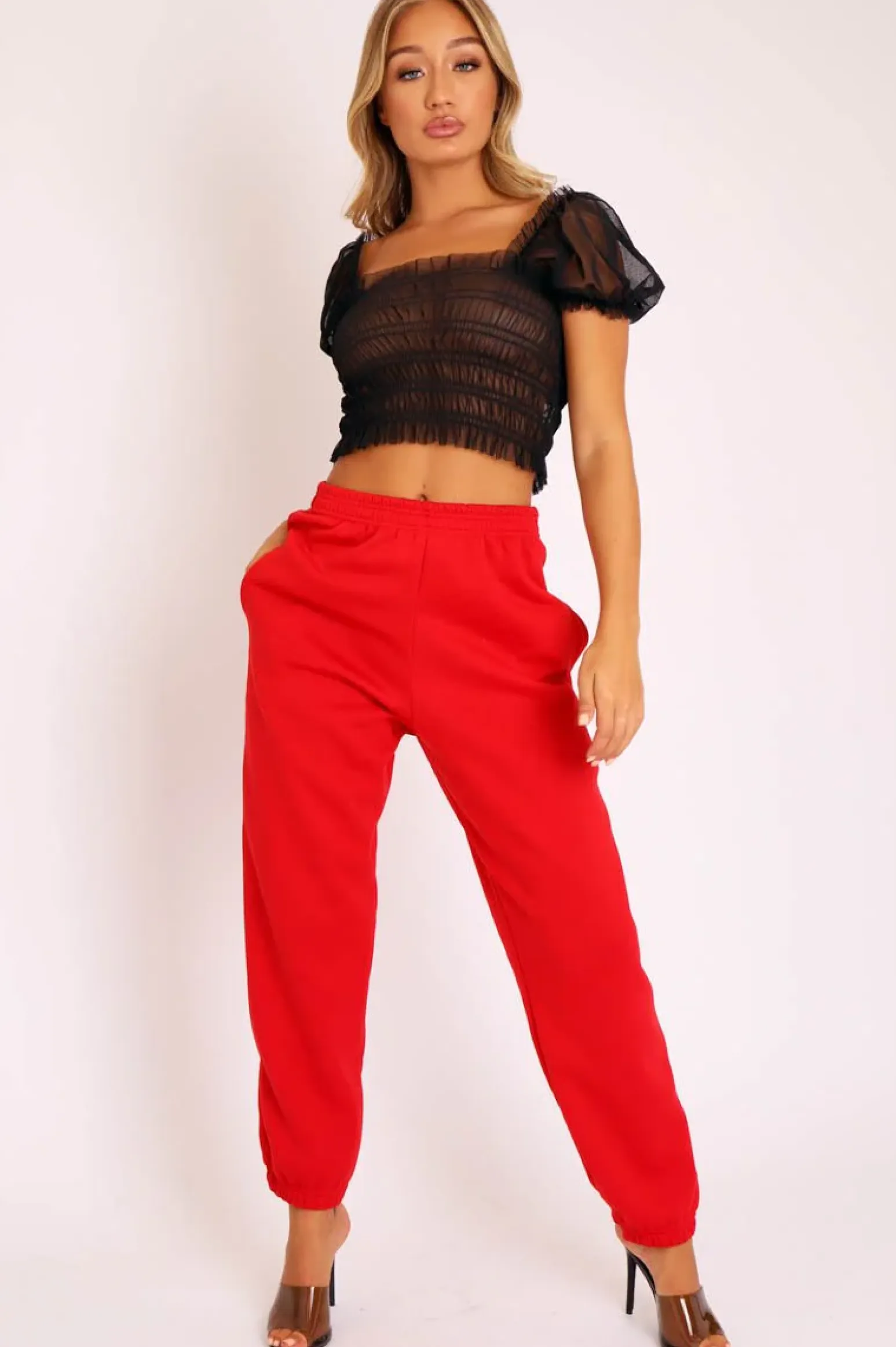 Rebellious Fashion Red Oversized Joggers - Erica