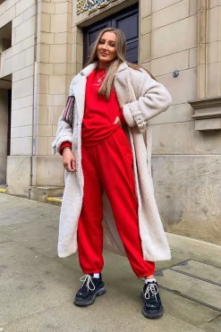 Rebellious Fashion Red Oversized Joggers - Erica