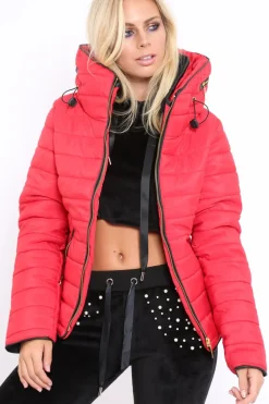 Rebellious Fashion Red Padded Coat - Zara