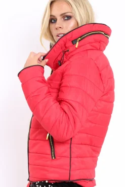 Rebellious Fashion Red Padded Coat - Zara