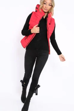 Rebellious Fashion Red Padded Gilet - Ariella