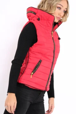 Rebellious Fashion Red Padded Gilet - Ariella