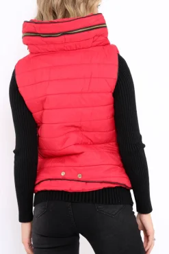 Rebellious Fashion Red Padded Gilet - Ariella